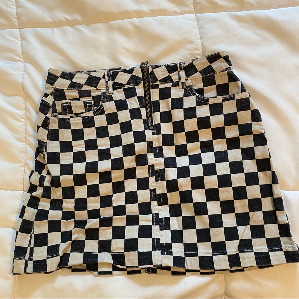 Urban outfitters black and white checker skirt